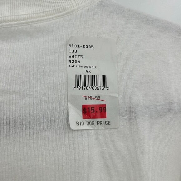 NWT BIG DOGS Vintage 2000 White Fishing Beer Graphic Print T-Shirt Size 4XL - Picture 7 of 7